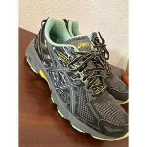 Asics Gel Venture 6 Womens 7.5 Black Mint Green Trail Running Sneakers T7G6N